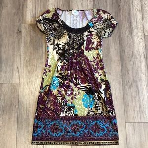 Nordstrom eci Floral Paisley Short Sleeve Dress